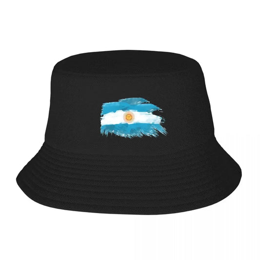 Men Women Bucket Hats Argentina Flag Summer Beach Hatwear