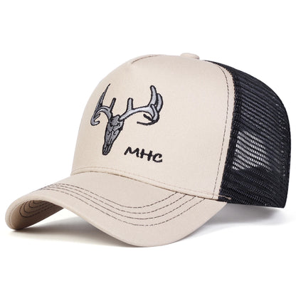 Unisex Antler Embroidery Baseball Net Caps