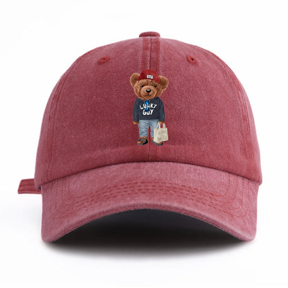 Tote-bag Bear Print Washed Baseball Cap For Adults