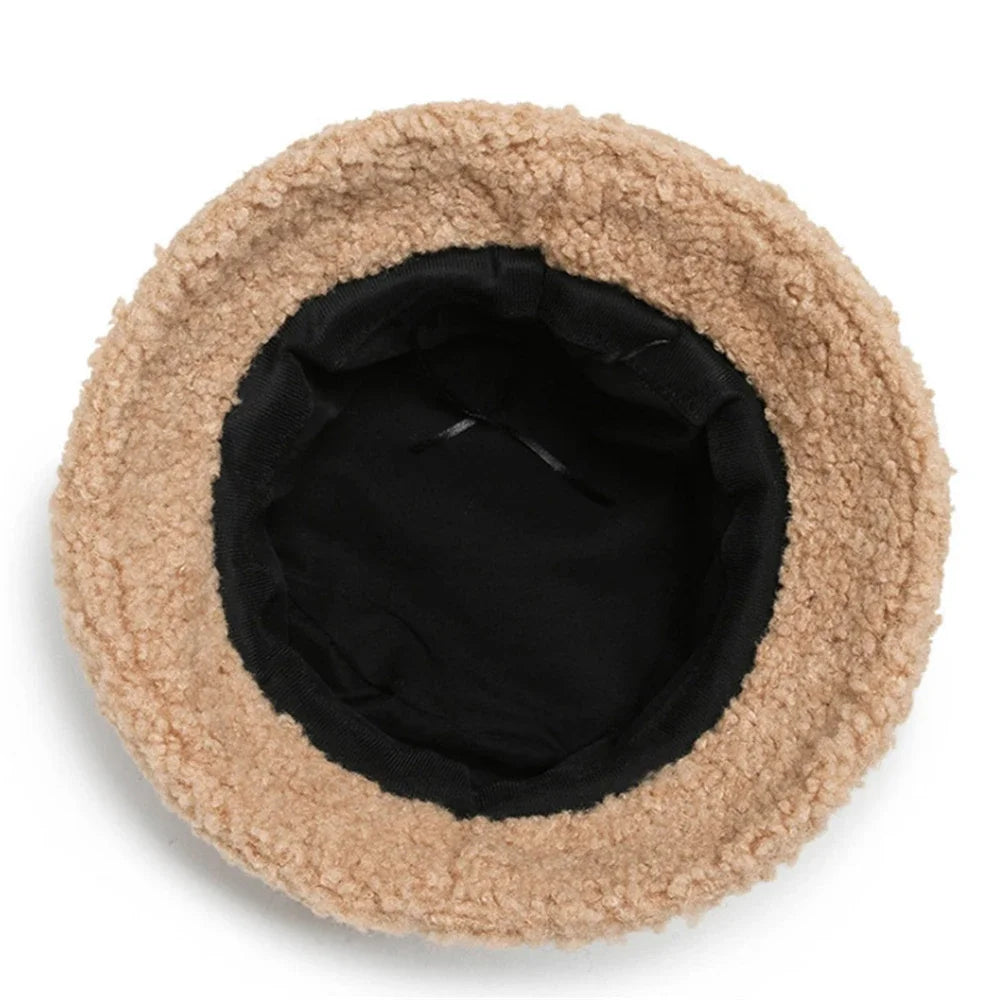 Warm Bucket Hat Unisex Winter Fleece Fisherman Cap