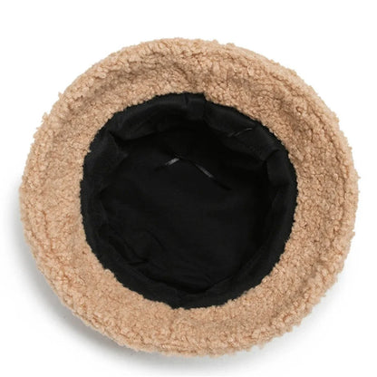 Warm Bucket Hat Unisex Winter Fleece Fisherman Cap