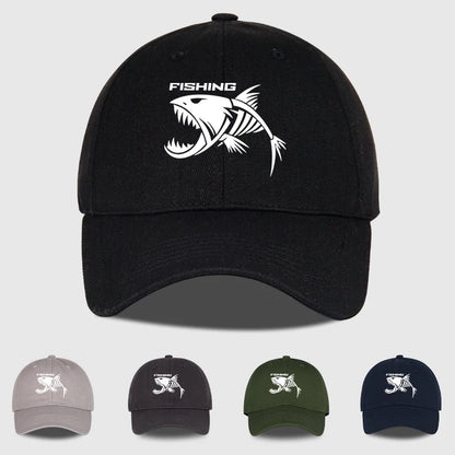 Outdoor Fishing Skeleton Fish Printed Baseball Cap