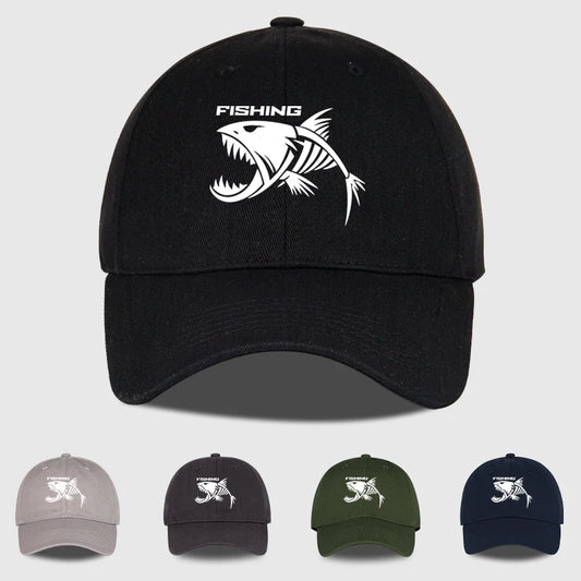 Outdoor Fishing Skeleton Fish Printed Baseball Cap
