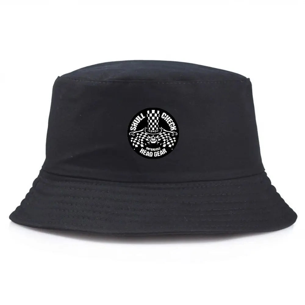 SPULL CHECKY Printed Black Bucket Hat Wide Brim Summer