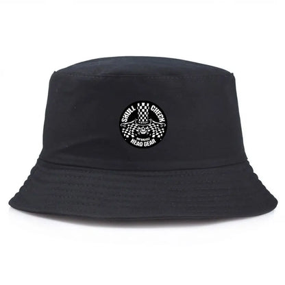 SPULL CHECKY Printed Black Bucket Hat Wide Brim Summer