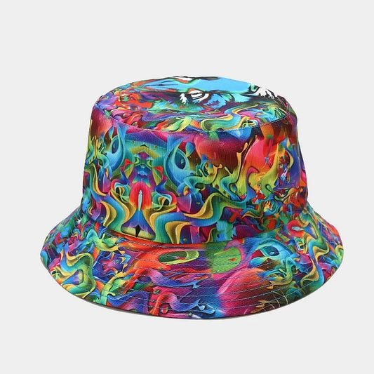 Cotton Flowers Graffiti Print Bucket Hat Fisherman Hat Travel Sun Cap Hats For Men And Women