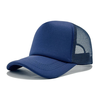 Casual Adjustable Baseball Cap Breathable Solid Color Snapback Hats Mesh Trucker Cap
