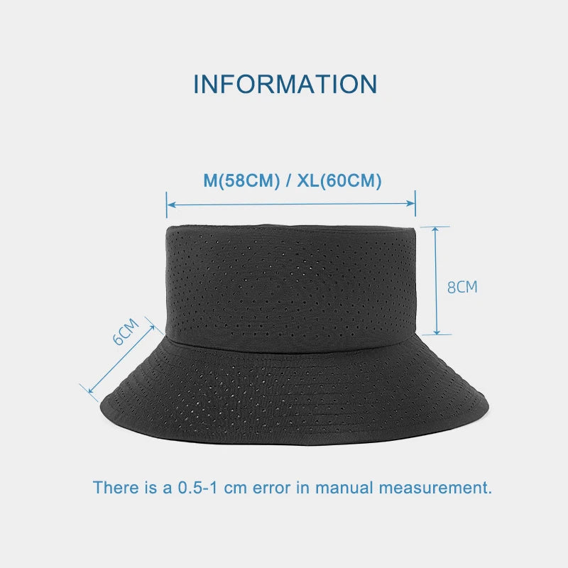 Summer Sun Hat Men Women Quick-drying Mesh Panama Cap Outdoor Flat Top Bucket Hat
