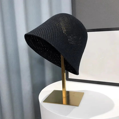 Women Bucket Hat Summer Hollow Out Thin Breathable Sun Hat Female Beach Panama Cap