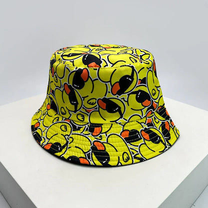 New Unisex Print Yellow Duck Bucket Hats