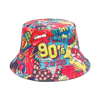 Double-sided Yellow Duck Print Pattern Panama Summer Sunscreen Fisherman Cap Bucket Hat