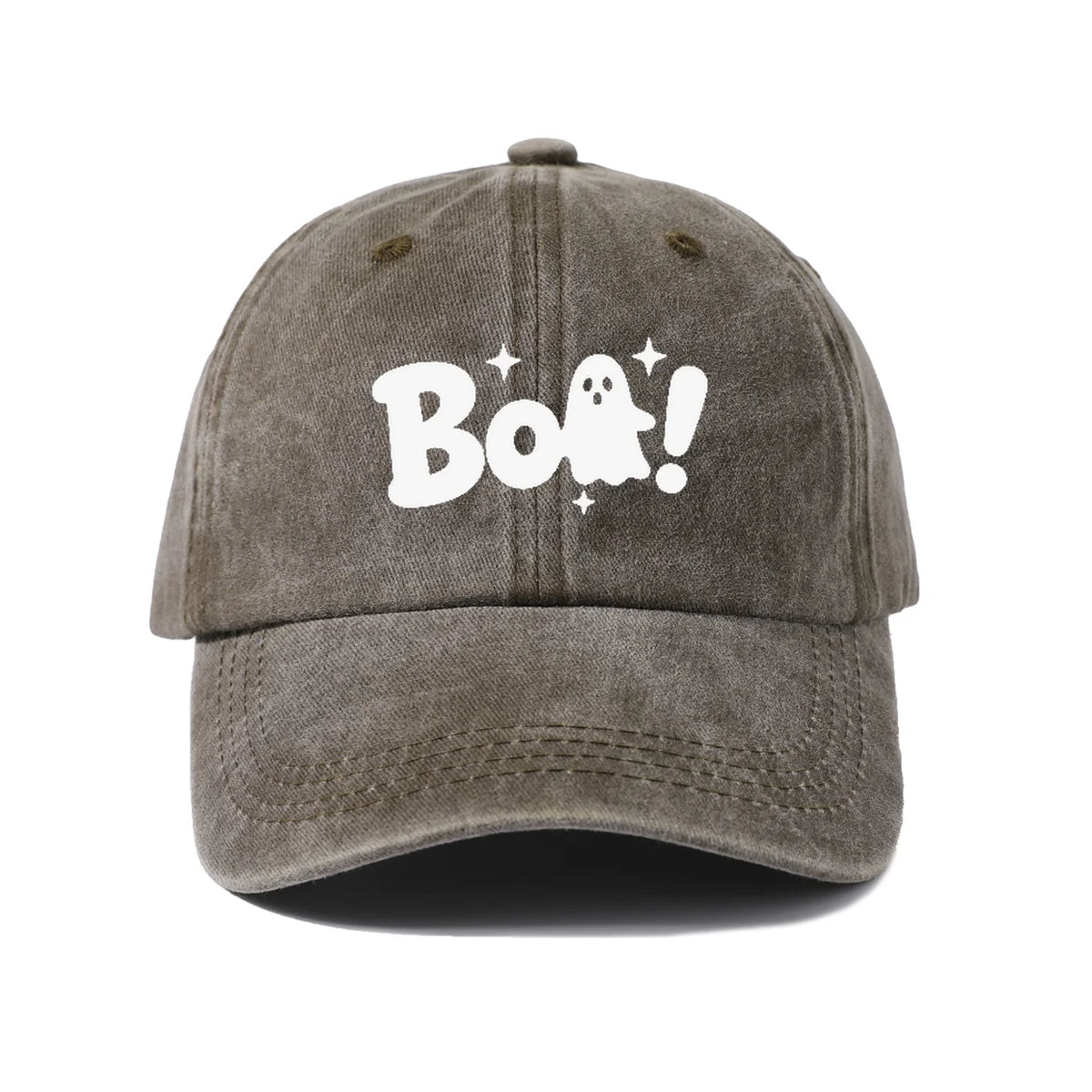 Vintage Washed Boo Ghost Quote Graphic Baseball Cap