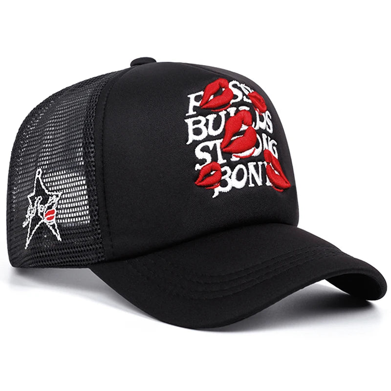 Trend New Cotton Mesh Hat Lipprint Men's Hip Hop Hat Women's Baseball Hat