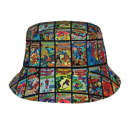 Vintage Superhero Comic Book Collection Pattern Bucket Hat