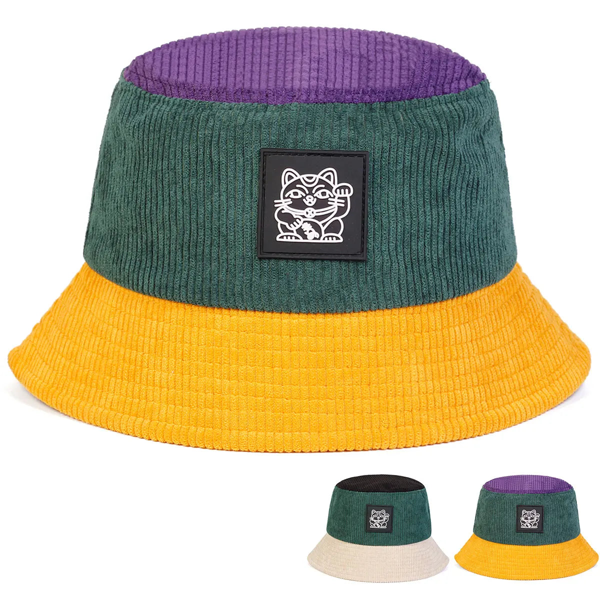 Unisex Cat Embroidery Personality Bucket Hats