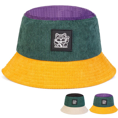 Unisex Cat Embroidery Personality Bucket Hats Fishermen Caps Sunscreen Hat