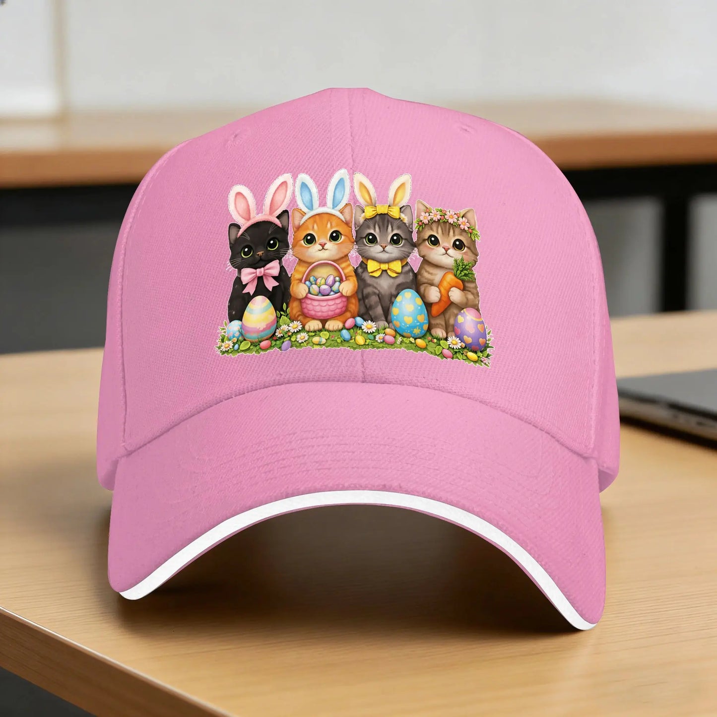 Funny Easter Cats Ears Bunny Eggs Sun Baseball Cap