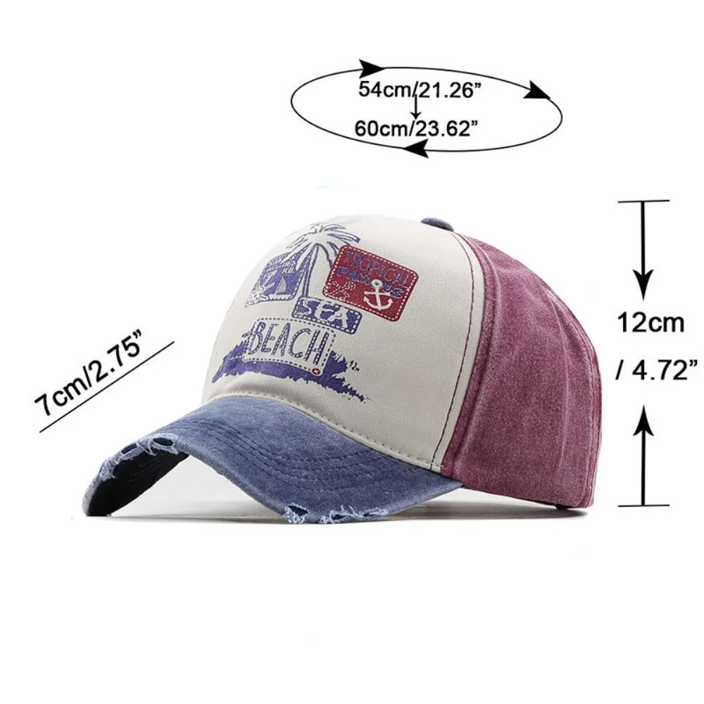 Retro BEACH Embroidery Baseball Hat