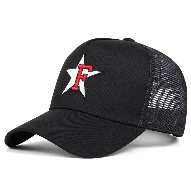 Unisex F Letter Pentagram Embroidery Baseball Caps