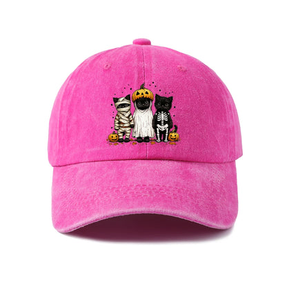 Halloween Mummy Ghost and Cats Baseball Cap