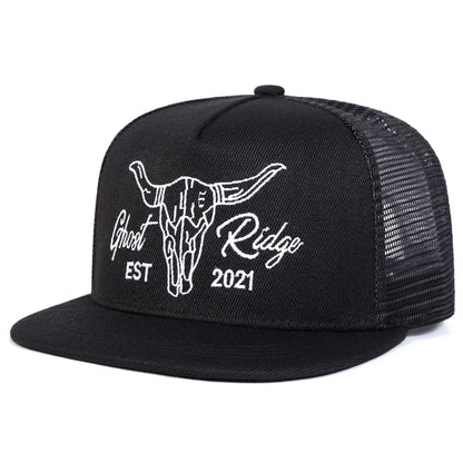 Unisex Ox Head Embroidery Hip-hop Net Hats