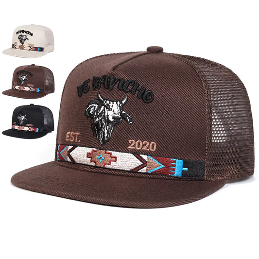 Unisex Bullhead Letter Embroidery Baseball Net Hat
