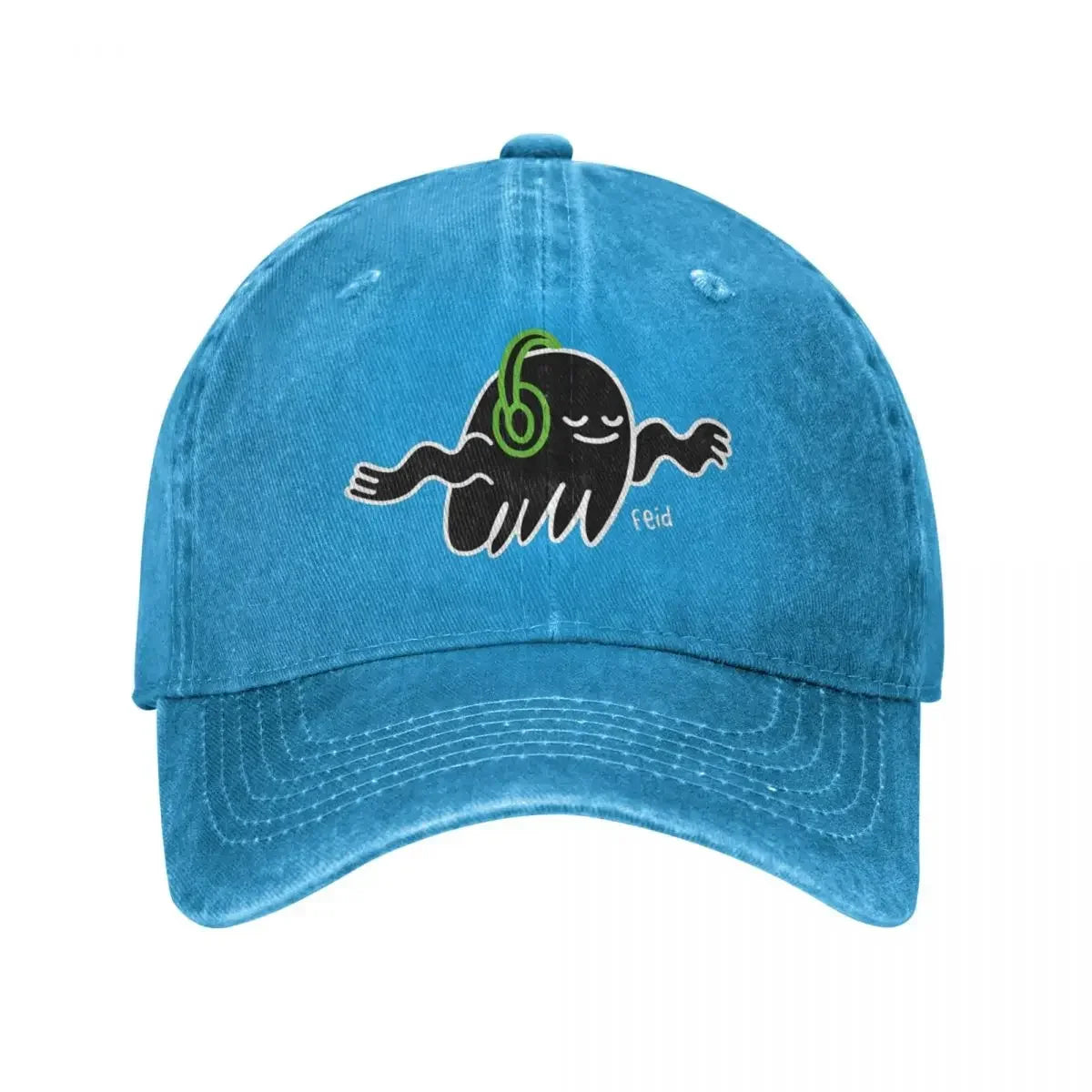 Ferxxo Feid Gost With Headphone Unisex Retro Denim Washed Baseball Caps