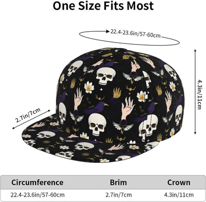Gothic Raven And Skeleton Halloween Style Unisex Adult Hip Pop Trucker Hat Snapback Cap Dad Hat