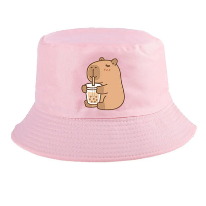 Summer Spring Ladies Cotton Korean Casual Outdoor Sunprotection Capybara Bucket Hat For Men Women