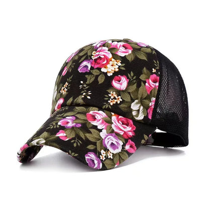 Creative Mesh Baseball Cap Colorful Flower Printed Hip Hop