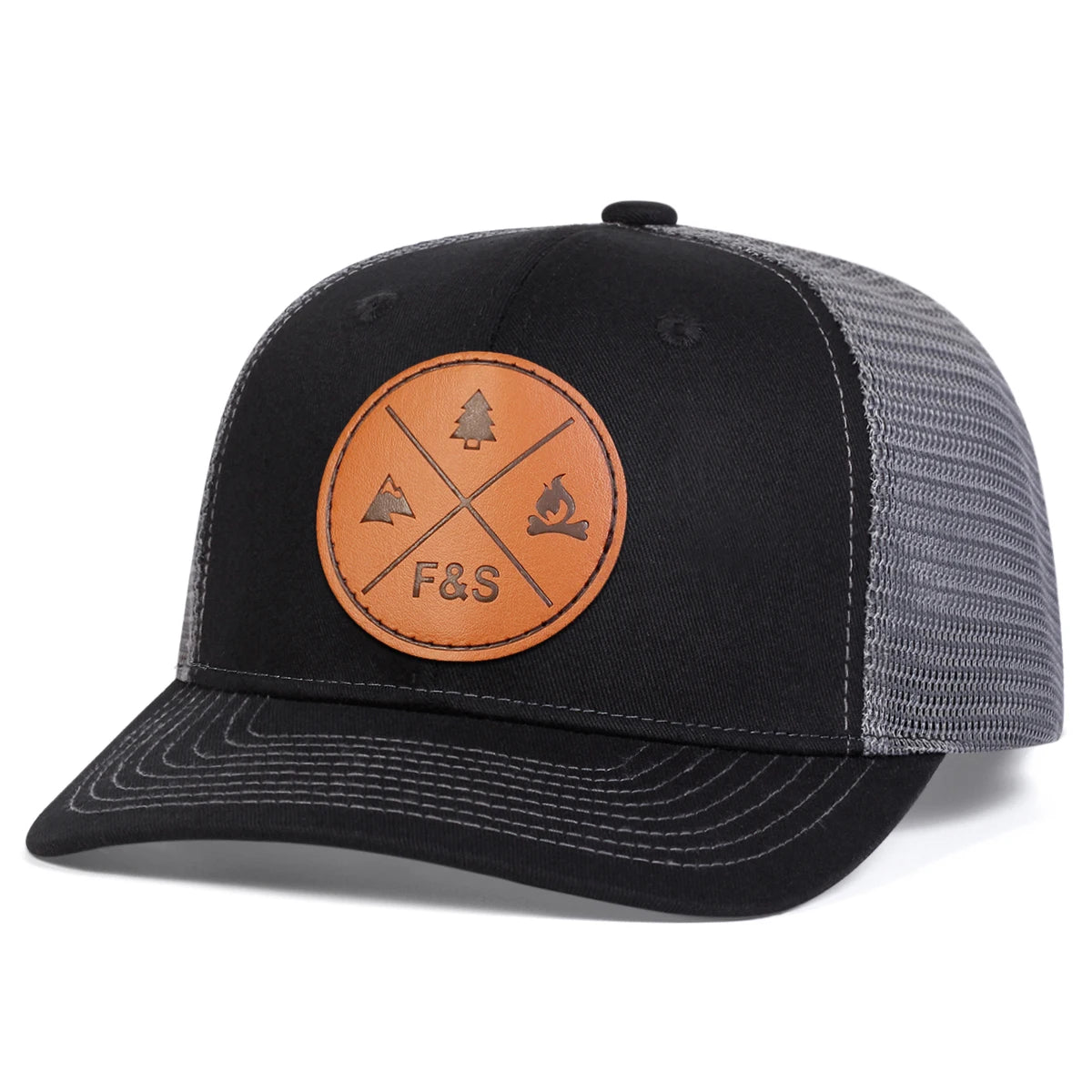 Unisex F&S Round Leather Label Baseball Net Caps Spring and Summer Outdoor