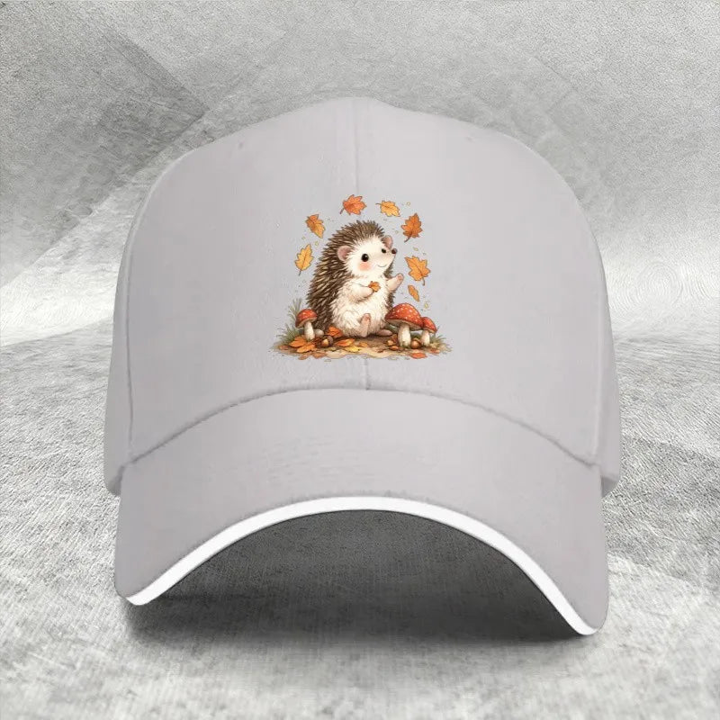 Autumn Hedgehog Mushroom Baseball Cap