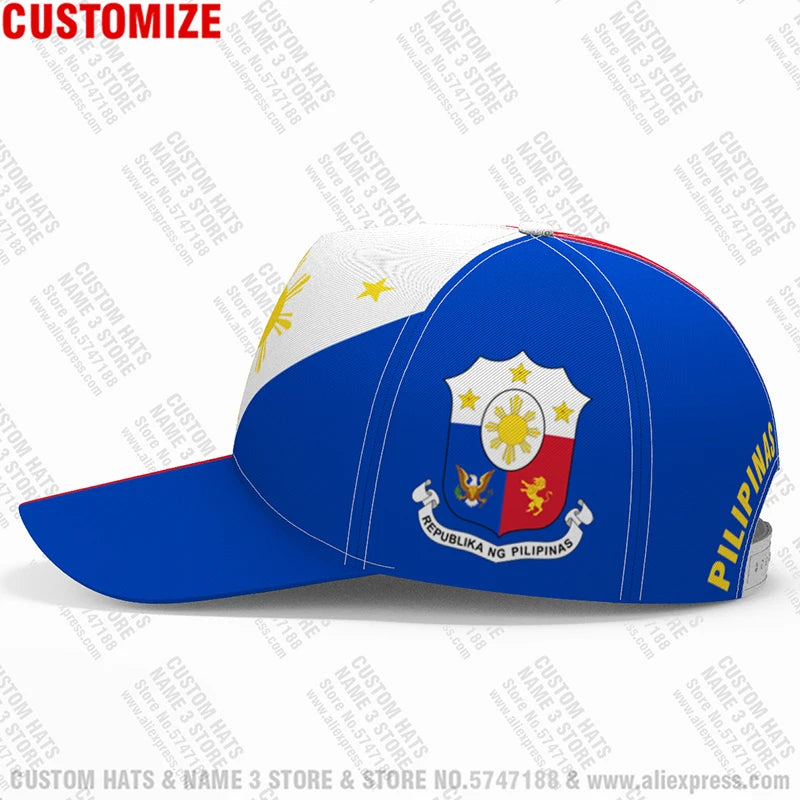 Philippines Baseball Caps Free Custom Name Team Logo Ph Hats Phl Country Travel Pilipinas Nation Filipino Flag