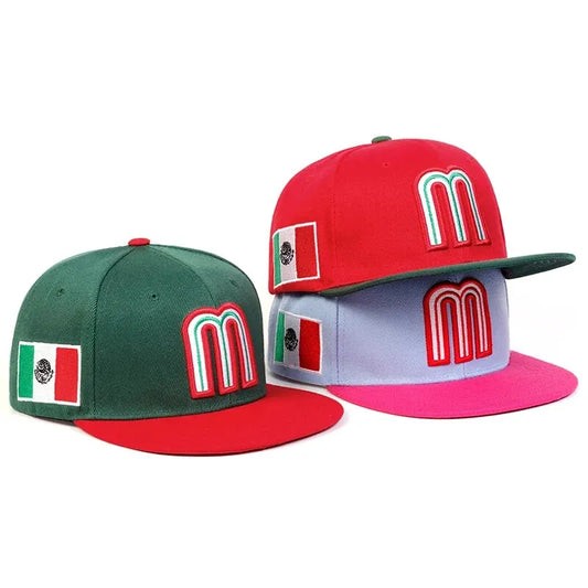 Unisex M Letter Side Brazilian Flag Embroidery Hip-hop Hats Snapback Caps Baseball Caps Sunscreen Hat