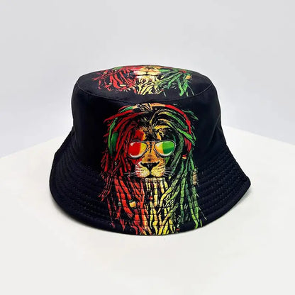 Lion Printed Panama Bucket Hats
