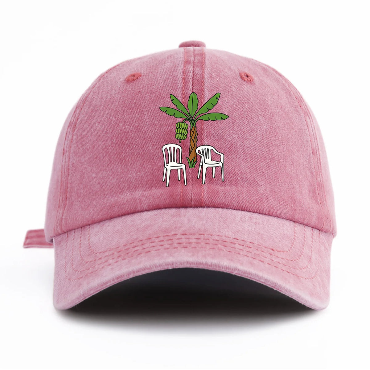 Chair And Tree Print Washed Baseball Cap