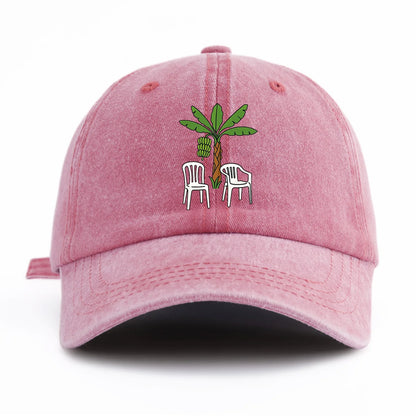 Chair And Tree Print Washed Baseball Cap