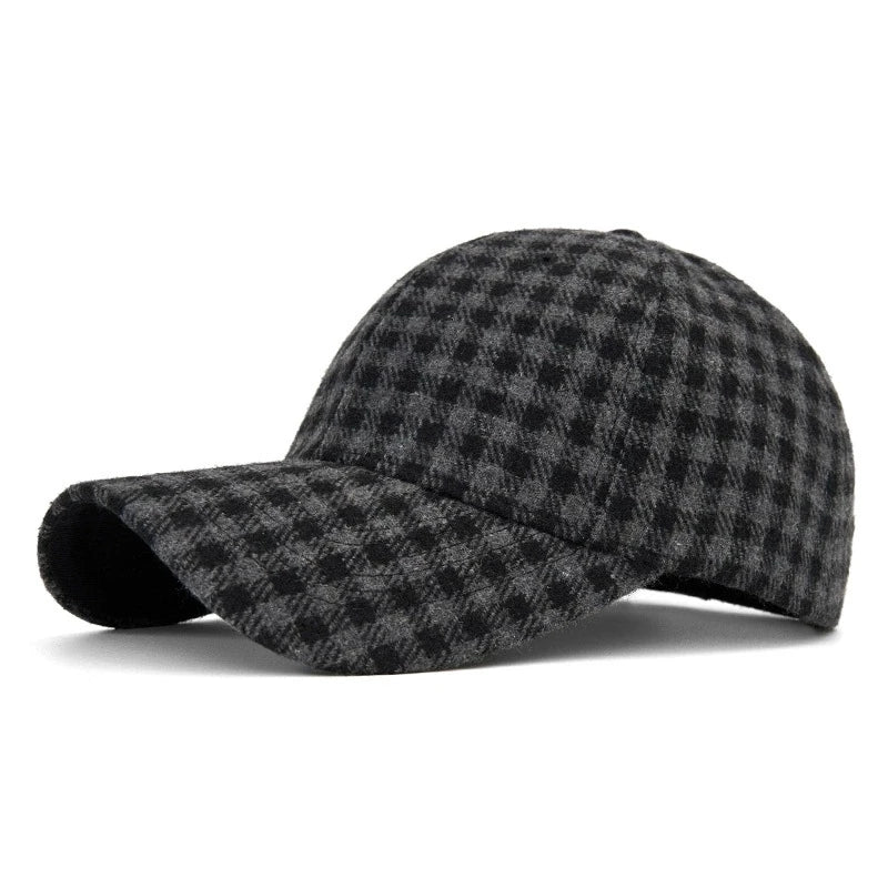 Hats For Men And Women New Classic Plaid Baseball Cap Hard-Brimmed Face-Slimming