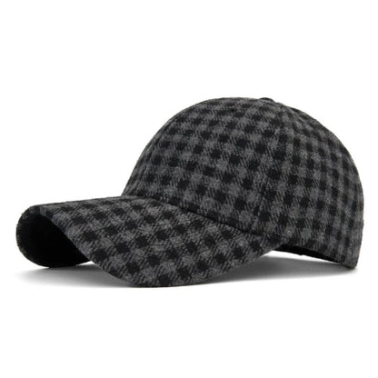 Hats For Men And Women New Classic Plaid Baseball Cap Hard-Brimmed Face-Slimming