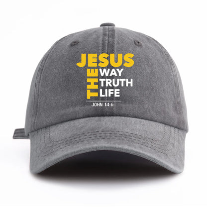 JESUS CROSS Print Washed Baseball Cap