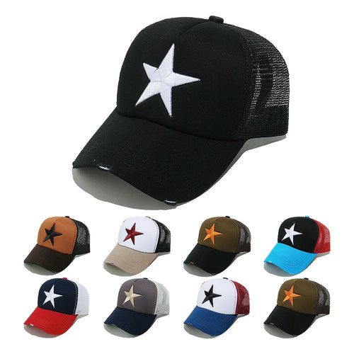Streetwear 3D Star Embroidery Mesh Baseball Cap