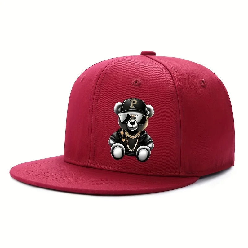 Adjustable Cartoon Bear Printed Hip Hop Baseball Cap Snapback Hat