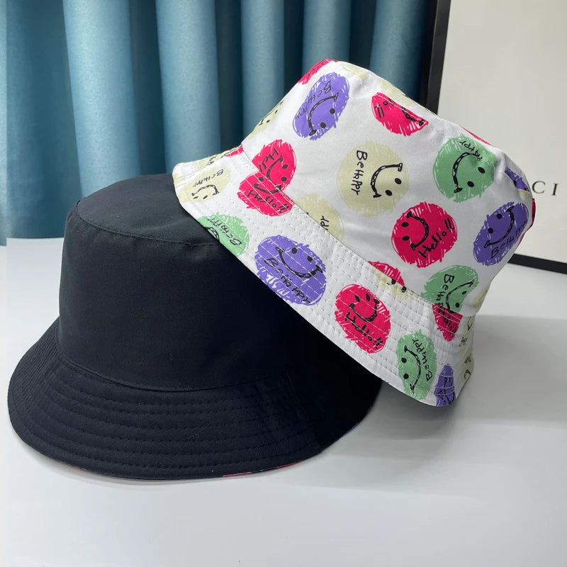 2024 New Bucket Hats Letter Embroidered Double-sided Fisherman