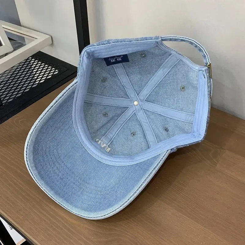 Soft Washed Distressed Embroidered Heart Baseball Cap