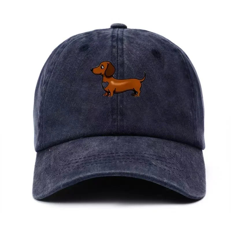 Cute Sausage Dog Pattern Printed Baseball Caps