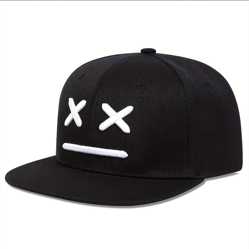 Fashion XX Smiling Face Embroidery Cotton Snapback Caps
