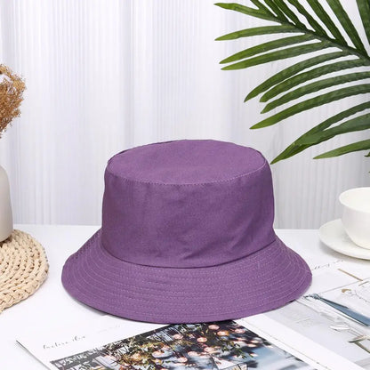 Fashion Cotton Bucket Hats Summer Foldable Sunscreen Panama Hat Solid Color