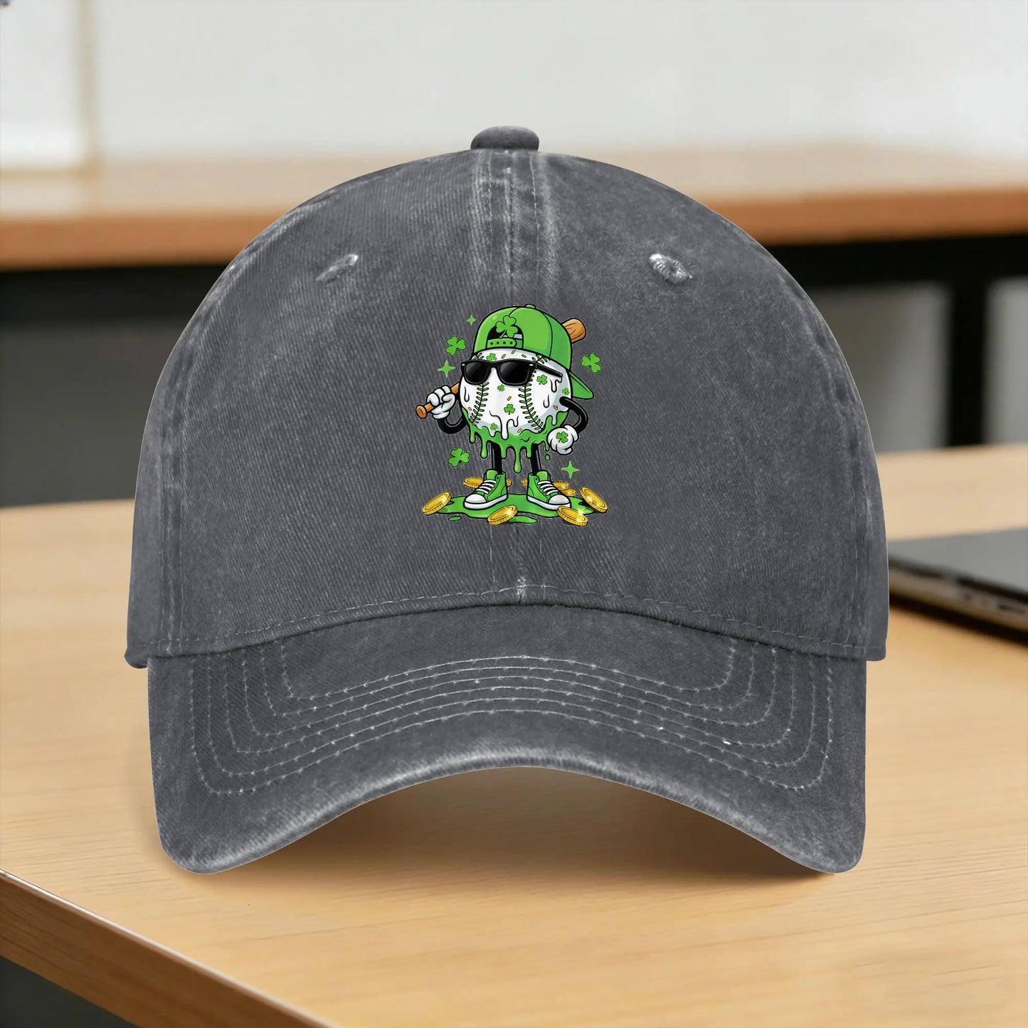 Baseball Drip Ice Cream St Patricks Day Baseball Caps