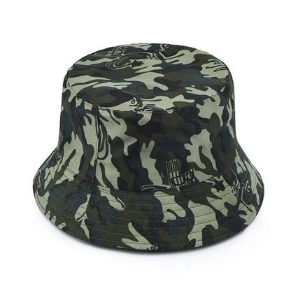 Camouflage Bucket Hat Wide Brim Visors Foldable Portable Women Men