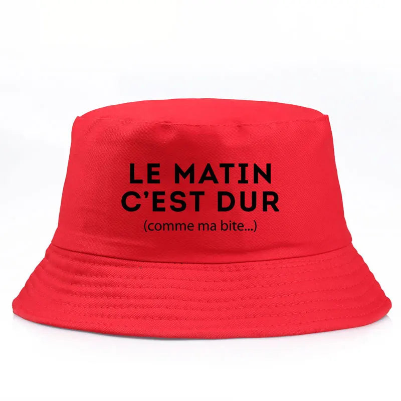 Adult Reversible Bob Le Matin C’est Dur Comme Ma Bite Print Bucket Hat